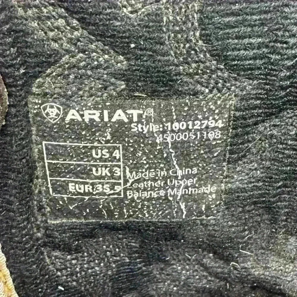 Ariat Tombstone Boy Blue Brown Leather Square Toe Western Boot 10012794 Size 4 - Picture 7 of 8